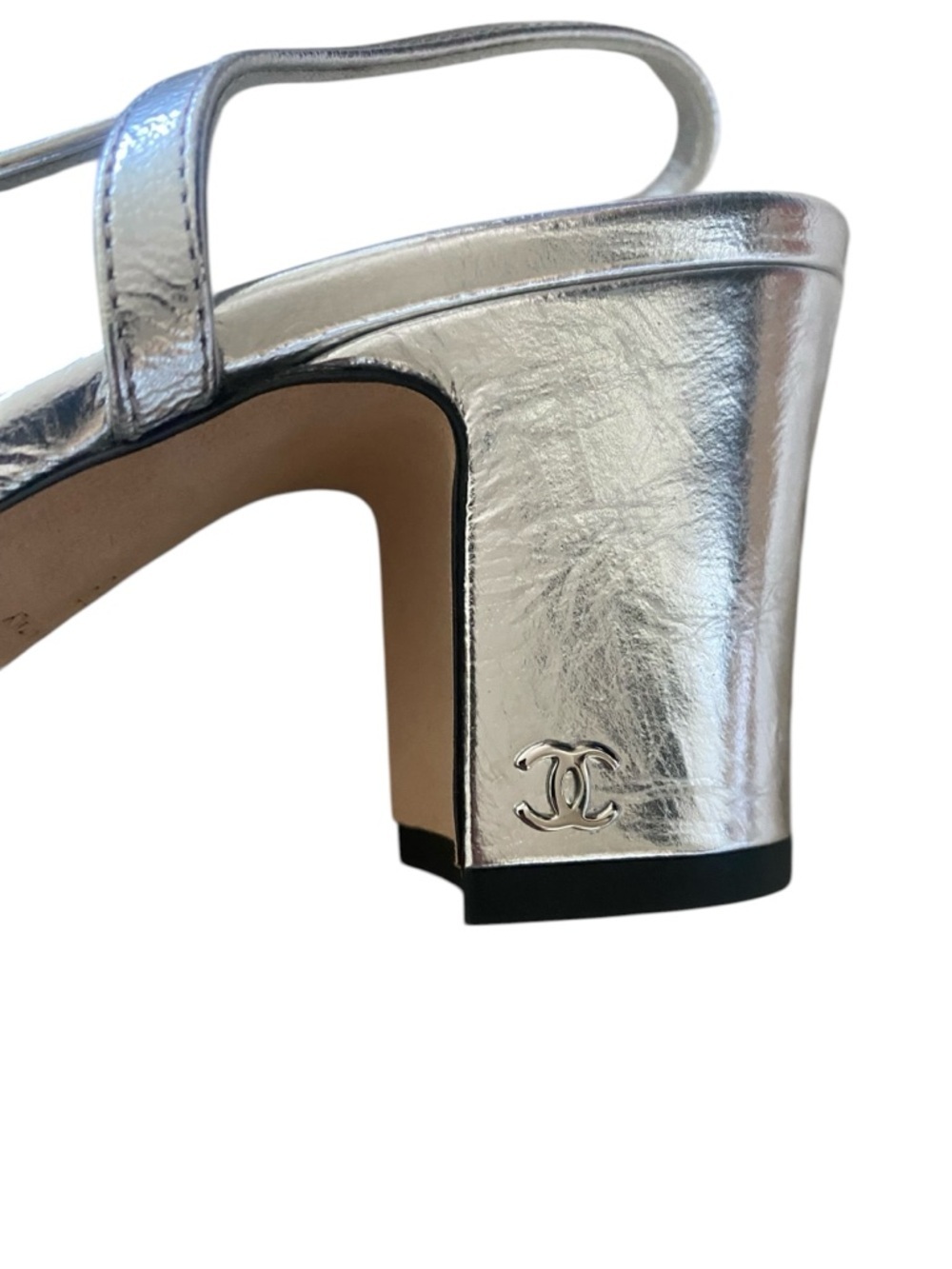 CHANEL Rare Silver Slingback Heels Cap Toe 39 Iconic Pumps Worn 3x - Picture 16 of 16
